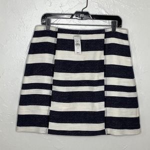 Loft A line Striped Navy Cream Skirt size 12 NWT